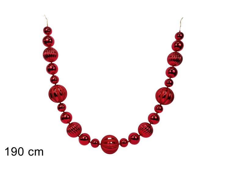 GHIRLANDA PALLINE ROSSO 190cm JNP26184-4 - Natale > Ghirlande E Fili > Fili - Ingrosso B2B Magazzini Scatigna