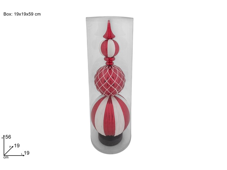 DECOR.NATAL.PALLE ROSSO/BIANCO C/BASE578 - Natale > Puntali > Plastica - Ingrosso B2B Magazzini Scatigna