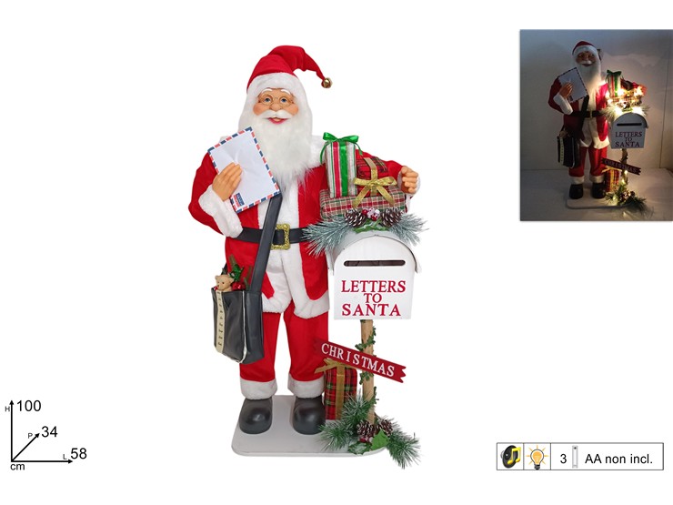 BABBO NATALE C/CASS.POSTALE Cm100 DU2514 - Natale > Babbo Natale > Personaggi Movimento Luci - Ingrosso B2B Magazzini Scatigna
