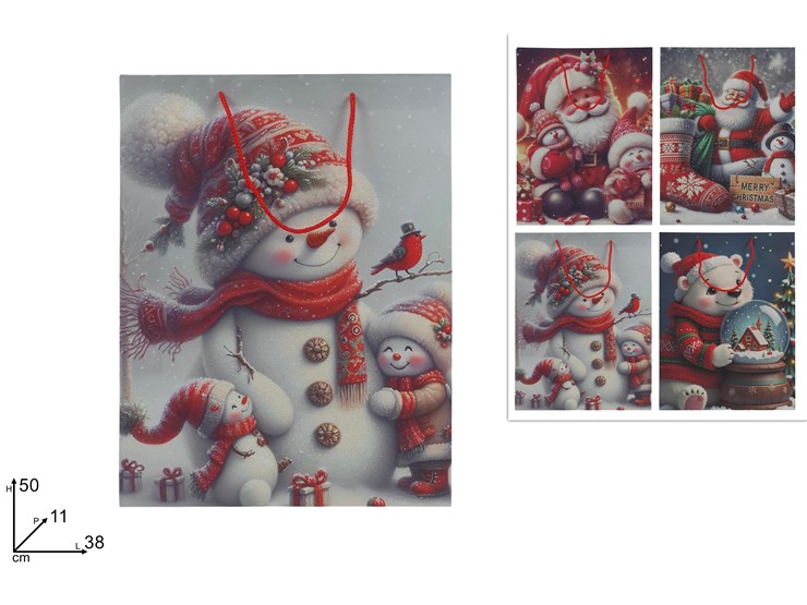 BUSTA REG.BABBO NATAL.C/PUP.NEVE 50381 - Natale > Confezionamento > Buste Regalo - Ingrosso B2B Magazzini Scatigna
