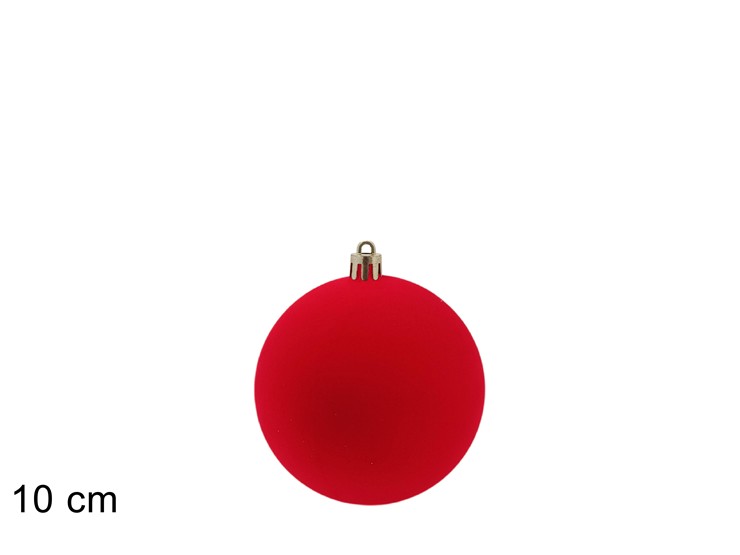 PALLA FLOCCATA ROSSA 10cm 10A1E08/64R - Natale > Sfere > Floccate Rosse - Ingrosso B2B Magazzini Scatigna