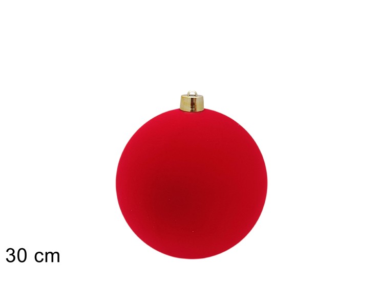 PALLA FLOCCATA ROSSA 30cm 10A1E13/64R - Preordine Natale > Addobbi Albero > Appendini - Ingrosso B2B Magazzini Scatigna