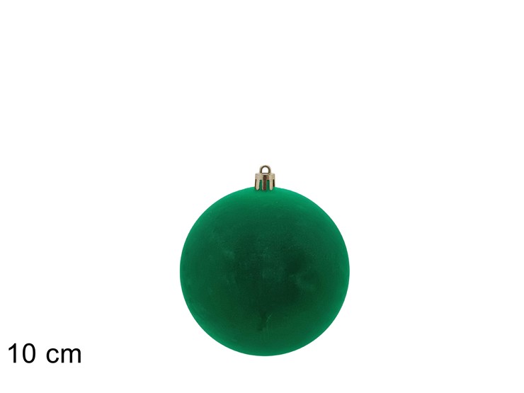 PALLA FLOCCATA VERDE 10cm 10A1E08/IF20 - Preordine Natale > Addobbi Albero > Appendini - Ingrosso B2B Magazzini Scatigna