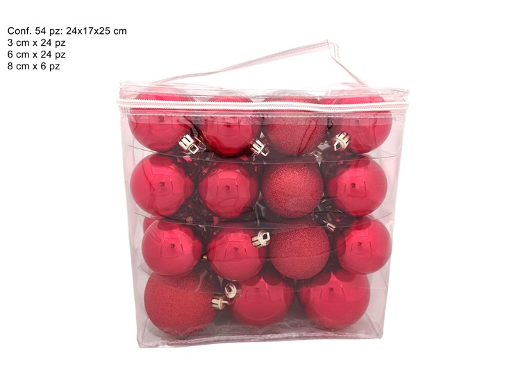 PALLE ROSSE Pz54 MIS.ASS.IN BORSA 39A54E - Natale > Sfere > Varie - Ingrosso B2B Magazzini Scatigna