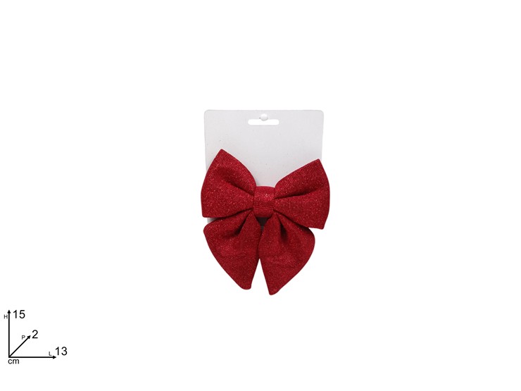 FIOCCO GLITTERATO ROSSO Cm.13 HJ2025-018 - Natale > Fiocchi > Rossi - Ingrosso B2B Magazzini Scatigna