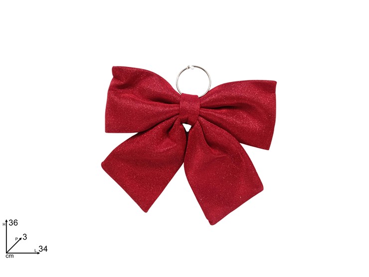 FIOCCO GLITTERATO ROSSO Cm.34 HJ2025-018 - Natale > Fiocchi > Rossi - Ingrosso B2B Magazzini Scatigna