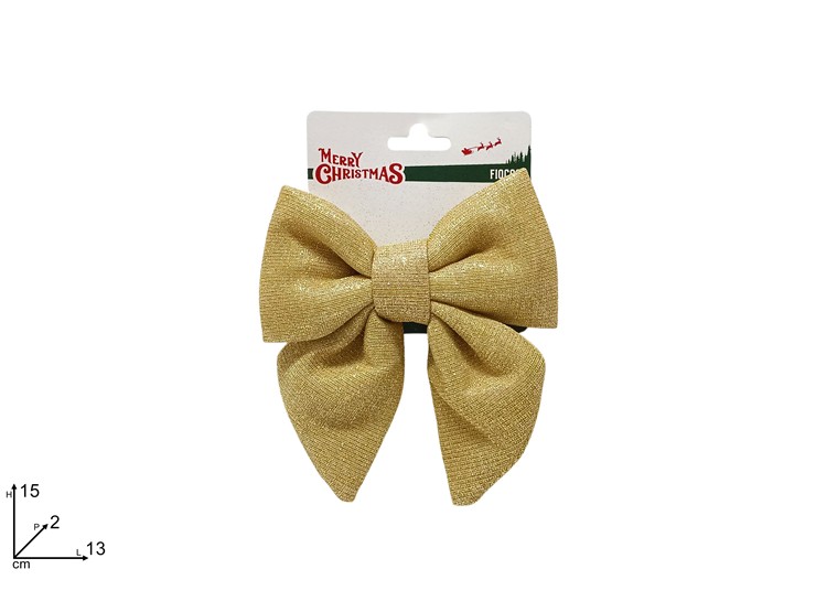 FIOCCO GLITTERATO ORO Cm.13 HJ2025-022H - Natale > Fiocchi > Oro - Ingrosso B2B Magazzini Scatigna