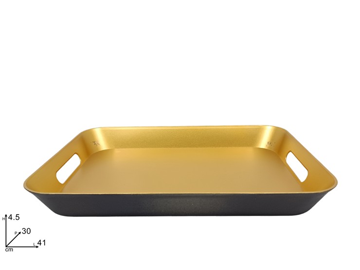 VASSOIO RETT.NERO/ORO C/MAN.41.530 4223 - Natale > Tavola > Vassoi - Ingrosso B2B Magazzini Scatigna