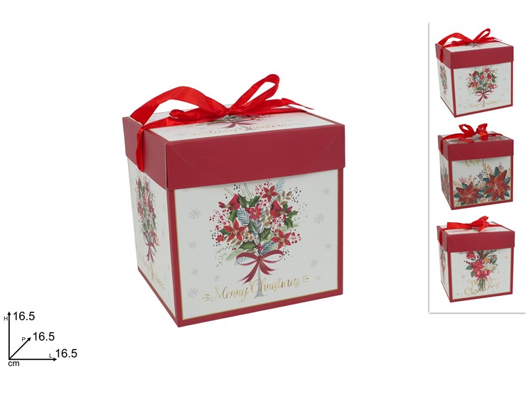 SCATOLA REG.FIORE NATAL.1616 3ASS.2525 - Confezionamento > Cestini Box Scatole > Scatole - Ingrosso B2B Magazzini Scatigna