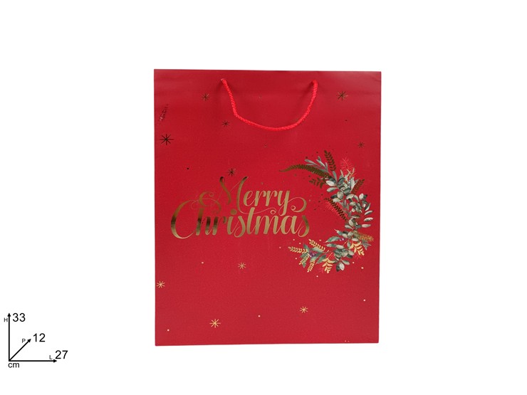 BUSTA REG.NAT.ROSSA MERRY XMAS2733 2504 - Natale > Confezionamento > Buste Regalo - Ingrosso B2B Magazzini Scatigna