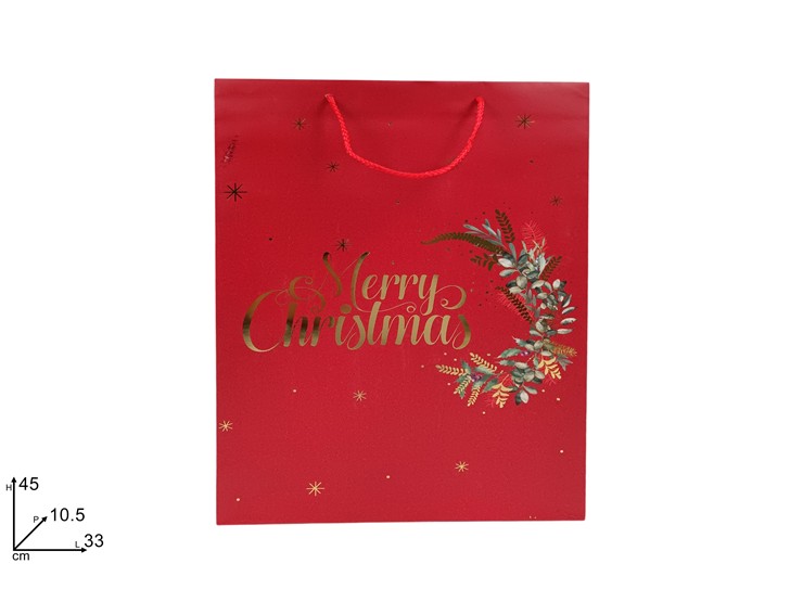 BUSTA REG.NAT.ROSSA MERRY XMAS3345 2505 - Confezionamento > Buste Regalo > Natale - Ingrosso B2B Magazzini Scatigna