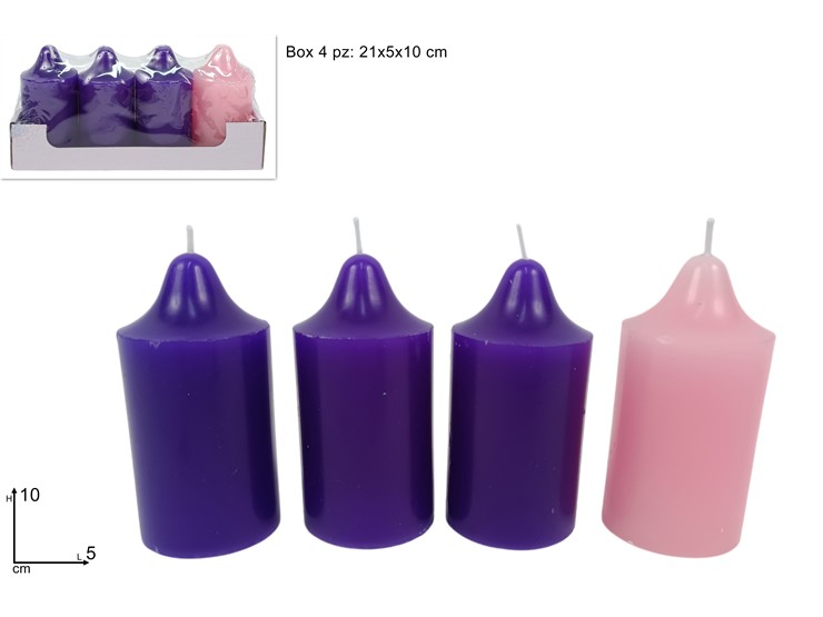 CANDELE AVVENTO SET Pz.4 Cm.510 YSD-039 - Everyday > Candele > Candele Tradizionali - Ingrosso B2B Magazzini Scatigna