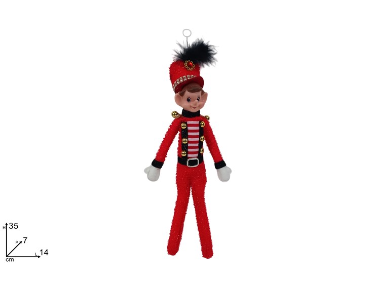 APPENDINO ELFO C/CAPP.ROSSO XL2513003A - Natale > Appendini Albero > Appendini Tessuto - Ingrosso B2B Magazzini Scatigna