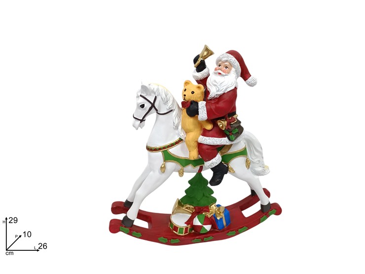 BABBO NATALE SU CAVAL.A DONDOLO Cm29 693 - Natale > Babbo Natale > Varie - Ingrosso B2B Magazzini Scatigna