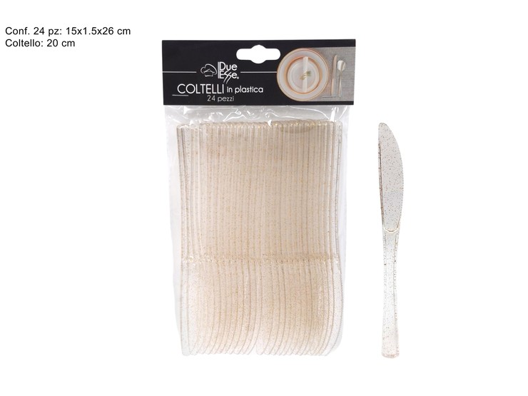 COLTELLI PLASTICA EFFETTO ORO SET Pz.24 - Natale > Tavola > Monouso - Ingrosso B2B Magazzini Scatigna