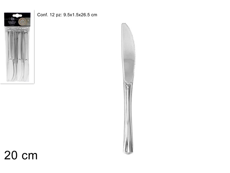 COLTELLI PLASTICA SILVER SET Pz.12 - Natale > Tavola > Monouso - Ingrosso B2B Magazzini Scatigna