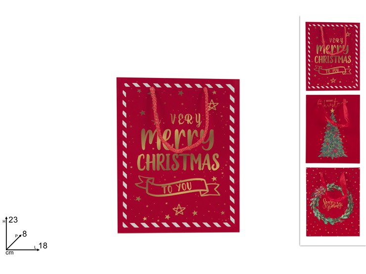BUSTA REG.EFF.VELLUTO ROSSO 3ASS.23188 - Natale > Confezionamento > Buste Regalo - Ingrosso B2B Magazzini Scatigna