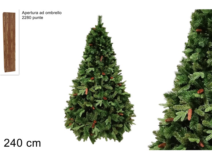 ALBERO IN PVC C/PIGNE Cm.240 1665P NBUT8 - Natale > Alberi > Verdi - Ingrosso B2B Magazzini Scatigna