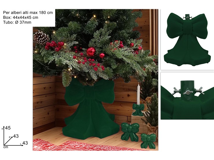 BASE ALBERO FIOCCO VERDE FLOCC.GCH202502 - Natale > Alberi Accessori > Basi Soggetti - Ingrosso B2B Magazzini Scatigna
