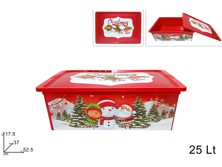 CONTENITORE 25ltDECNATALass52,53717,5 - Preordine Natale > Addobbi Albero > Porta Addobbi - Ingrosso B2B Magazzini Scatigna
