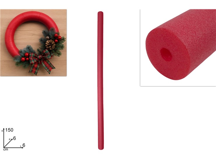 TUBO SPUGNA ROSSO Cm.150 BS-SW01/RED - Natale > Addobbi > Polistirolo - Ingrosso B2B Magazzini Scatigna