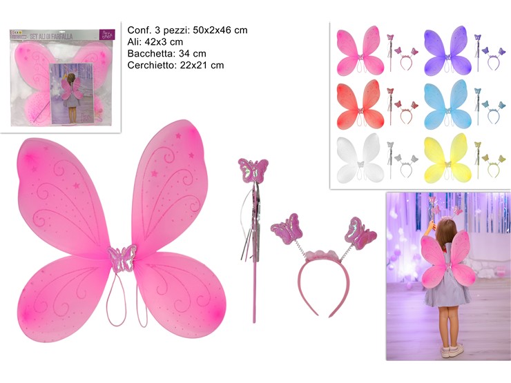 ALI FARFALLA C/BACCHETTA COL.ASS.2025228 - Eventi > Carnevale > Costumi Accessori - Ingrosso B2B Magazzini Scatigna