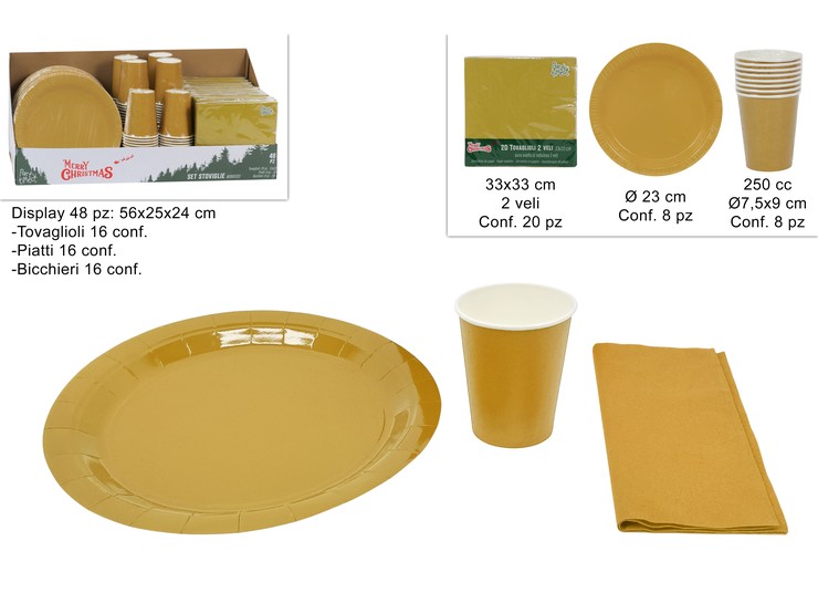 PIATTI/TOVAGLIOLI/BICCHIERI ORO SP20 - Natale > Tavola > Monouso - Ingrosso B2B Magazzini Scatigna