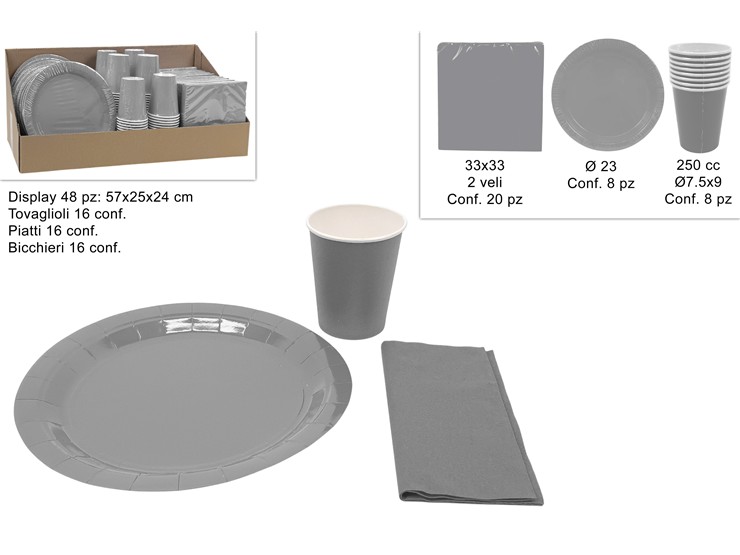 PIATTI/TOVAGLIOLI/BICCHIERI SILVER SP14 - Natale > Tavola > Monouso - Ingrosso B2B Magazzini Scatigna