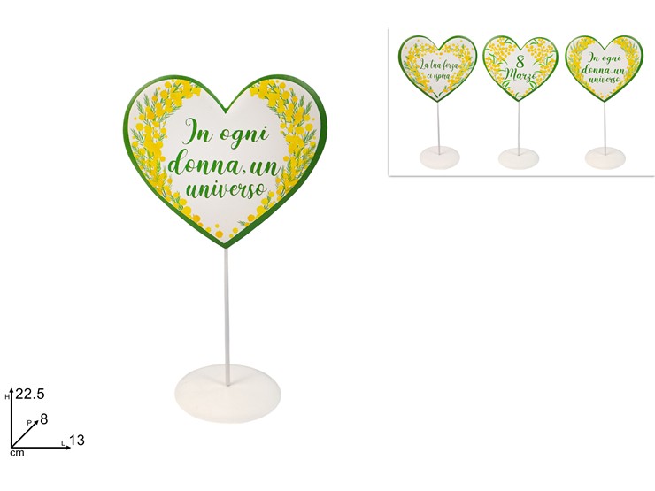 DECOR.CUORE C/BASE C/FRASE FESTA DONNA40 - Eventi > Festa Della Donna > Decorazioni - Ingrosso B2B Magazzini Scatigna