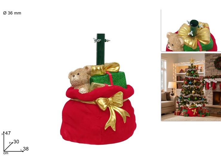 BASE ALBERO SACCO NATAL.ROSSO 2405108-16 - Natale > Alberi Accessori > Basi Soggetti - Ingrosso B2B Magazzini Scatigna