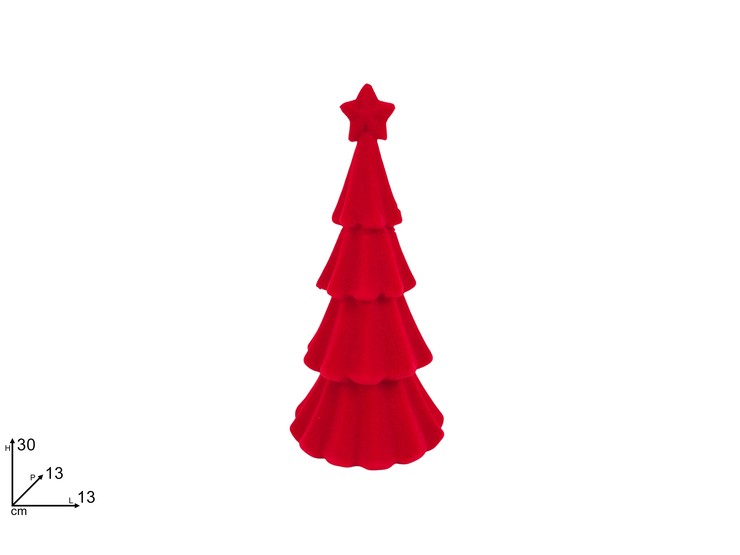 ALBERO FLOCCATO ROSSO Cm.30 SF-3669(RED) - Natale > Decorazioni Da Interno > Alberelli Arredo - Ingrosso B2B Magazzini Scatigna