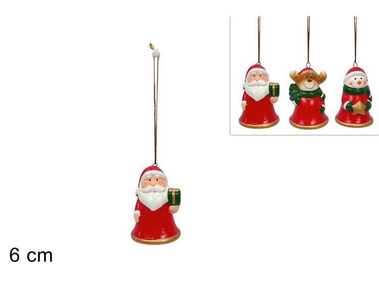 CAMPANA C/SOGGETTO NATALIZIO 3ASS.25094/ - Natale > Babbo Natale > Appendini - Ingrosso B2B Magazzini Scatigna