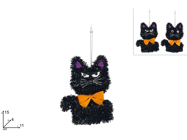 APPENDINO GATTO FILO ADDOBBO Cm.15 1083 - Halloween > Decorazioni > Decorazioni Varie - Ingrosso B2B Magazzini Scatigna