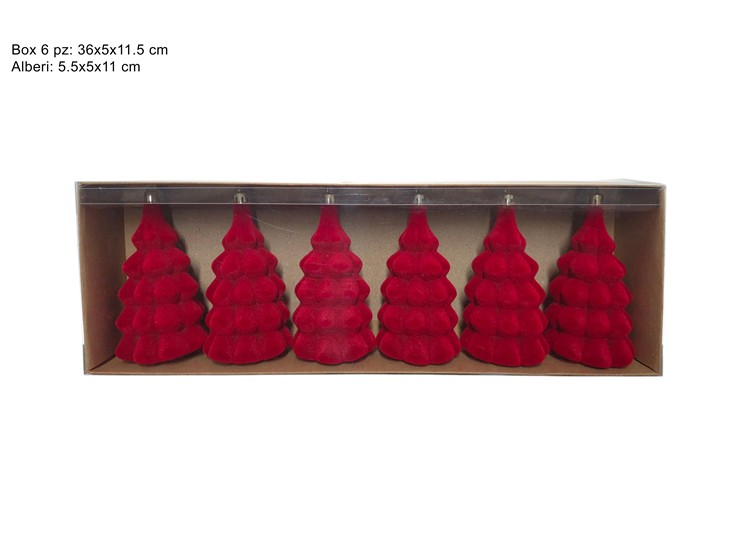 ALBERI ROSSO VELLUTO Cm.11 Pz.6 DS-03-R - Natale > Decorazioni Da Interno > Alberelli Arredo - Ingrosso B2B Magazzini Scatigna