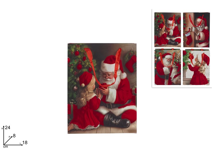 BUSTA REGALO 18248cm SCEN.NAT.C/VEL.RO - Preordine Natale > Confezionamento > Buste - Ingrosso B2B Magazzini Scatigna