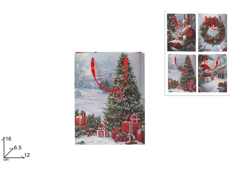 BUSTA REG.SCEN.NATAL.EFF.METALL.12166. - Natale > Confezionamento > Buste Regalo - Ingrosso B2B Magazzini Scatigna