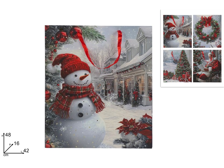 BUSTA REG.SCEN.NATAL.EFF.METALL.424816 - Natale > Confezionamento > Buste Regalo - Ingrosso B2B Magazzini Scatigna
