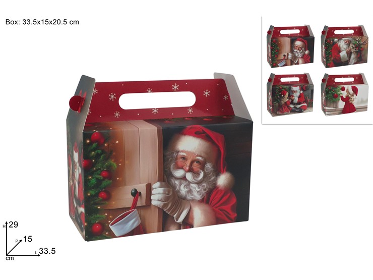 BOX PORTAPANETTONE SCEN.NATAL.4ASS.3320 - Natale > Confezionamento > Box E Scatole - Ingrosso B2B Magazzini Scatigna