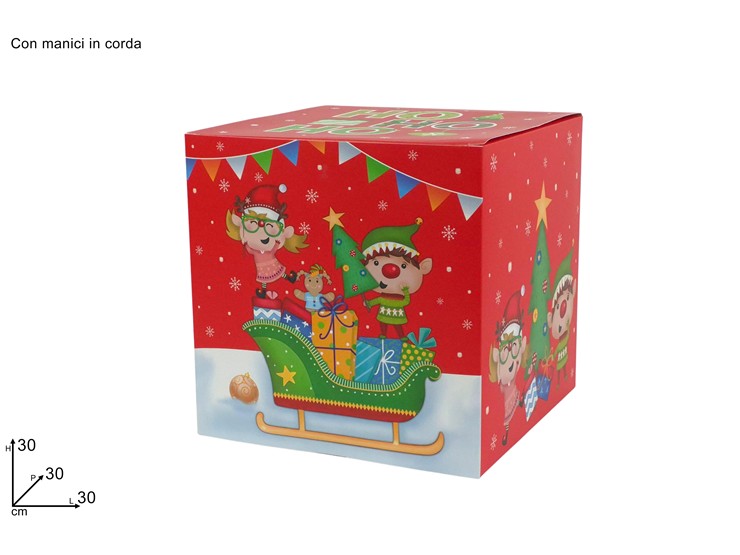 BOX 303030 C/MANICI CORDA C/SCEN.NATAL - Natale > Confezionamento > Box E Scatole - Ingrosso B2B Magazzini Scatigna