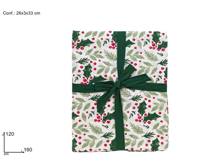 TOVAGLIA NATAL.COTONE VERDE120160 55036 - Natale > Tavola > Tovaglie - Ingrosso B2B Magazzini Scatigna