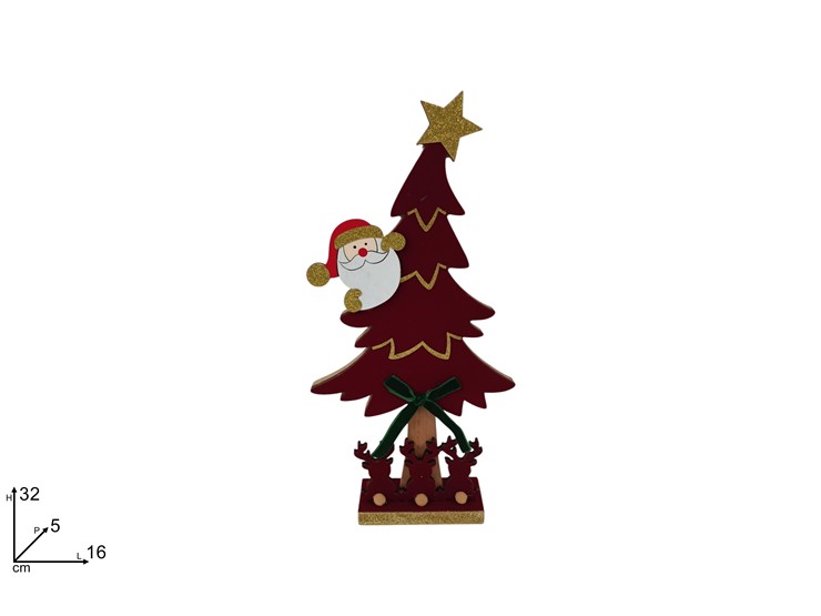 ALBERO LEGNO C/VELL.BORDEAUX C/VISO BABB - Natale > Babbo Natale > Varie - Ingrosso B2B Magazzini Scatigna