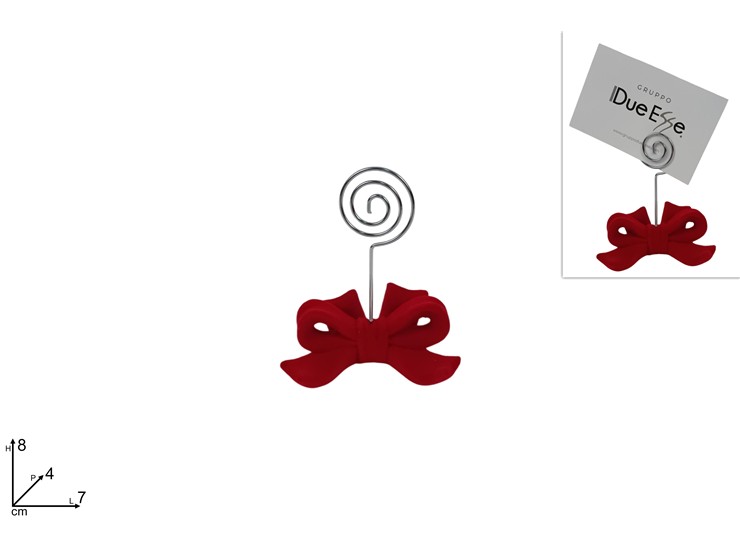 FERMA BIGLIETTINI FIOCCO ROSSO VEL.10172 - Natale > Addobbi > Portabigliettini - Ingrosso B2B Magazzini Scatigna