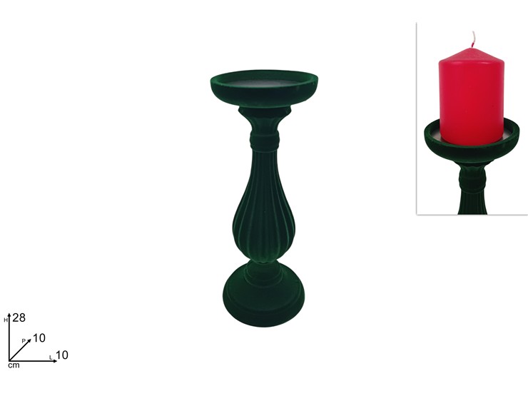 PORTACANDELA VELLUTO VERDE Cm.28 25C2806 - Natale > Portacandele > Centrotavolo Singolo - Ingrosso B2B Magazzini Scatigna