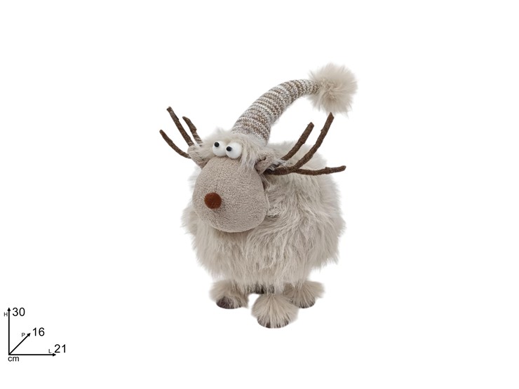 RENNA IN PELLICCIA C/MOLLA Cm.21 25321-2 - Natale > Decorazioni Da Interno > Personaggi - Ingrosso B2B Magazzini Scatigna