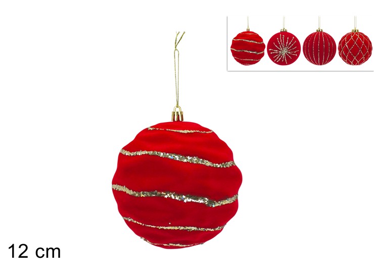 PALLA 12cm VELROSSOC/GLITTER ORO4assDB26 - Preordine Natale > Addobbi Albero > Appendini - Ingrosso B2B Magazzini Scatigna