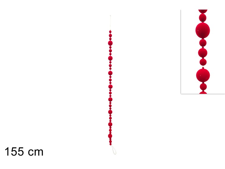GHIRLANDA 155cm C/PALLE IN VEL ROSSDB26Q - Preordine Natale > Dietroporta E Ghirlande > Ghirlande - Ingrosso B2B Magazzini Scatigna