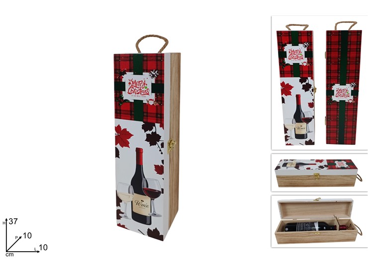 CASSETTA LEGNO PORTA BOT DEC NAT2AS QB51 - Preordine Natale > Confezionamento > Scatole Legno Portavino - Ingrosso B2B Magazzini Scatigna