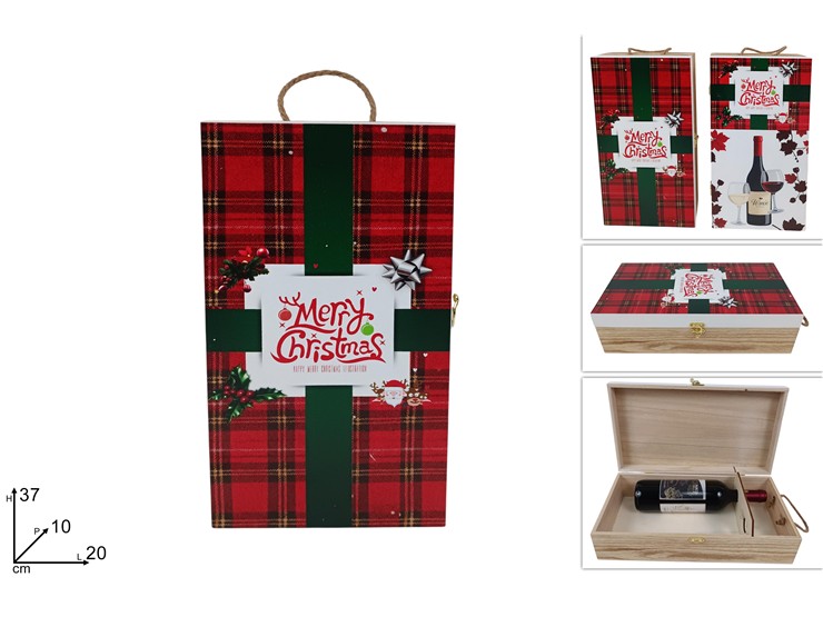 CASSETTA LEGNO PORTA BOT2POS NAT2ASQB511 - Preordine Natale > Confezionamento > Scatole Legno Portavino - Ingrosso B2B Magazzini Scatigna