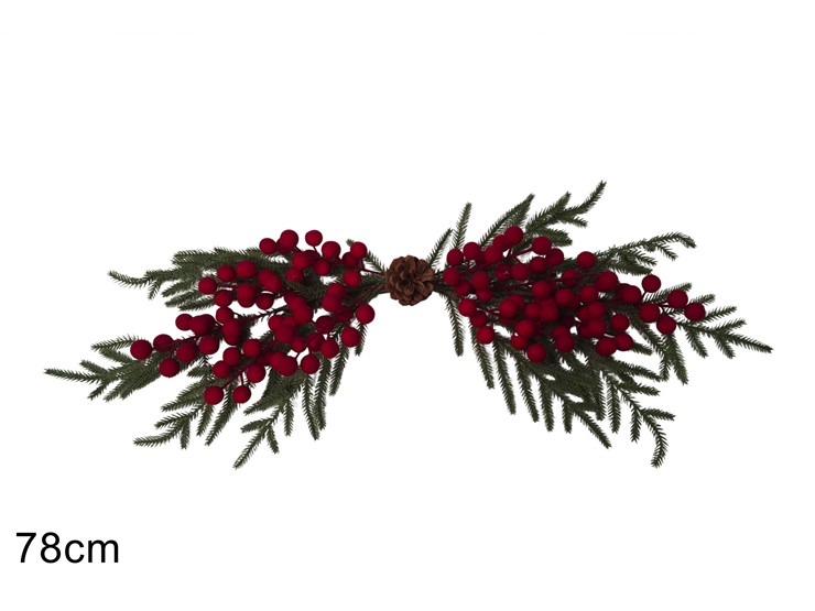 FASCINA PIGNA C/BACCHE BORD78cmINVELL991 - Preordine Natale > Dietroporta E Ghirlande > Fascine - Ingrosso B2B Magazzini Scatigna