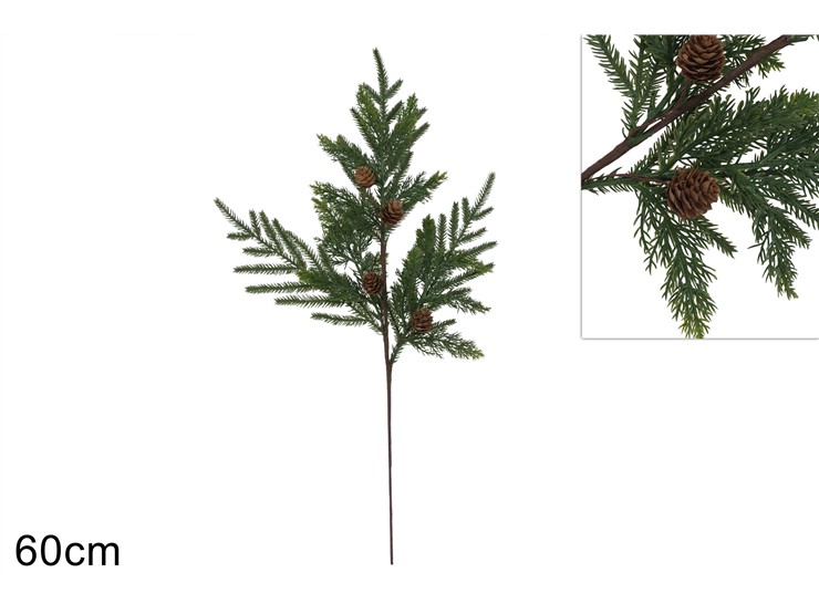 RAMO C/PIGNE Cm.60 L99-18546-1 - Natale > Bacche E Fiori > Spilloni Verdi Pigne - Ingrosso B2B Magazzini Scatigna